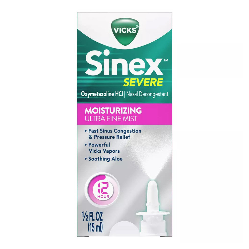 Vicks Sinex 12 Hour Decongestant Ultra Fine Mist Moisturizing Nasal Spray, 0.5 oz